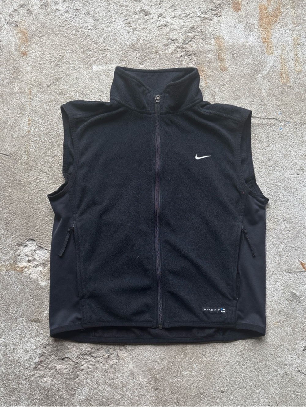 Nike Black Fleece Zip Vest with Red Swoosh